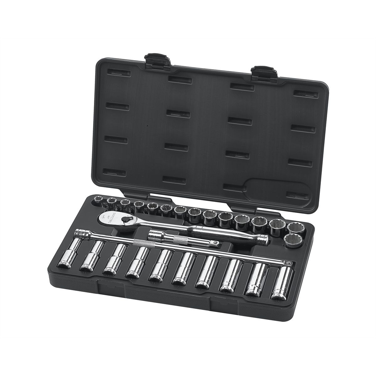 28 Pc. METRIC Standard & Deep Socket Set 1/2" DRIVE