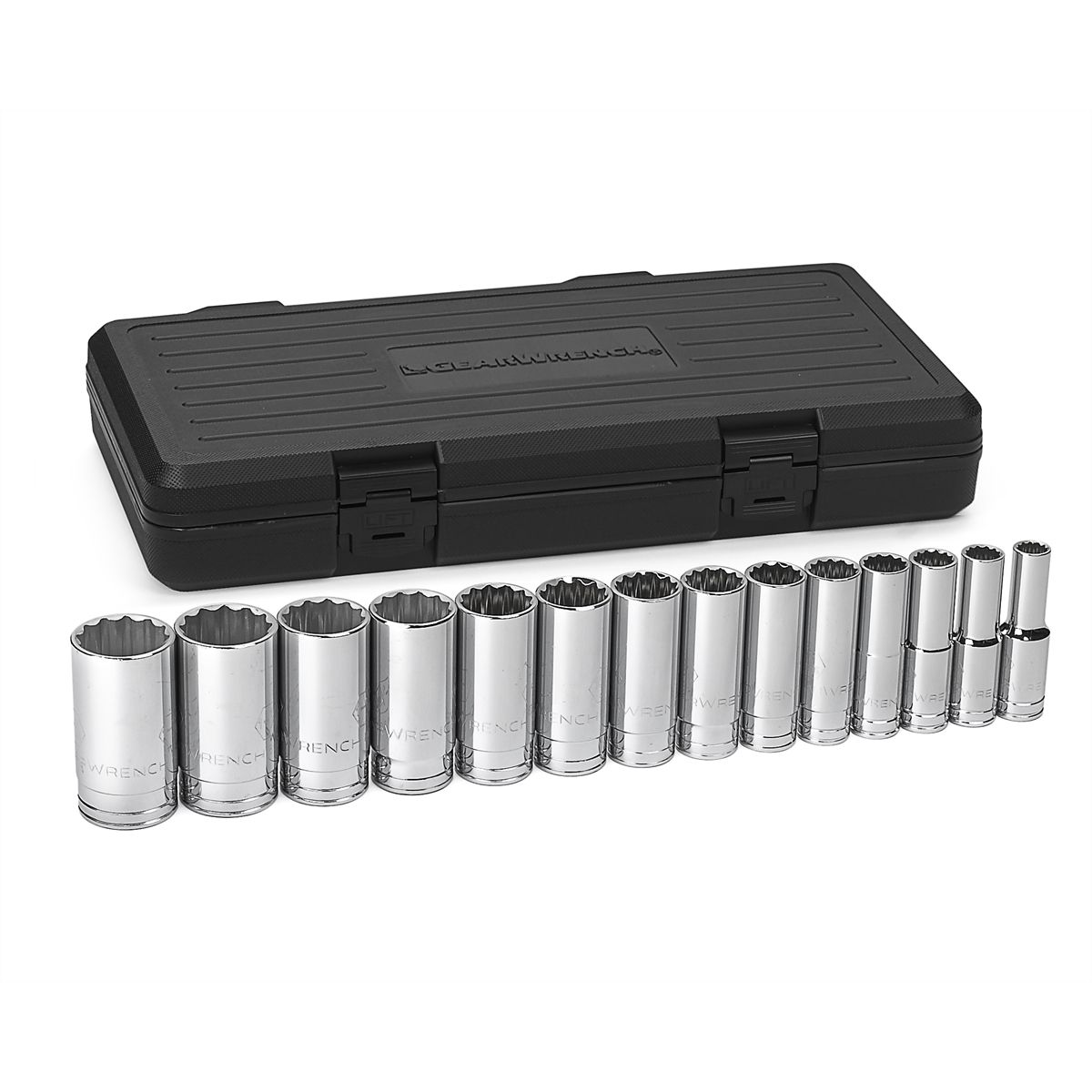 14 Pc. SAE 12 Pt. Deep Socket Set 1/2" DRIVE