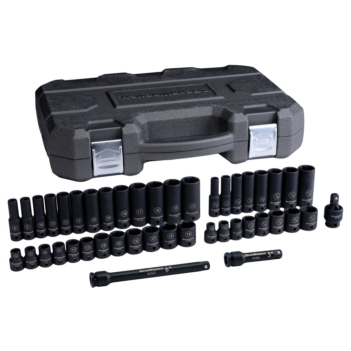 44 Pc. Impact SAE/METRIC Standard & Deep Socket Set 3/8" DRIVE