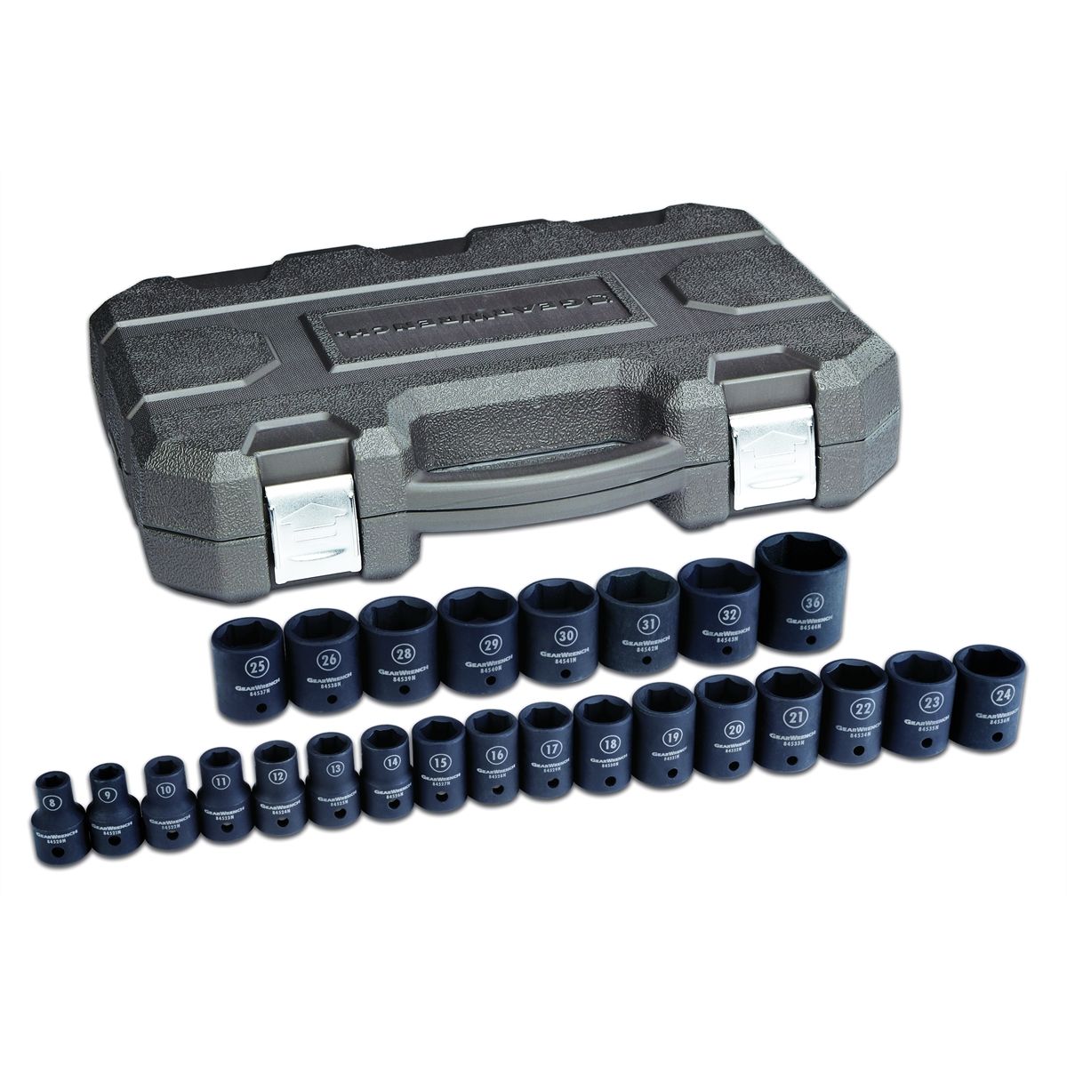 25 Pc. 1/2" Dr. 6 Point Metric Impact Socket Set