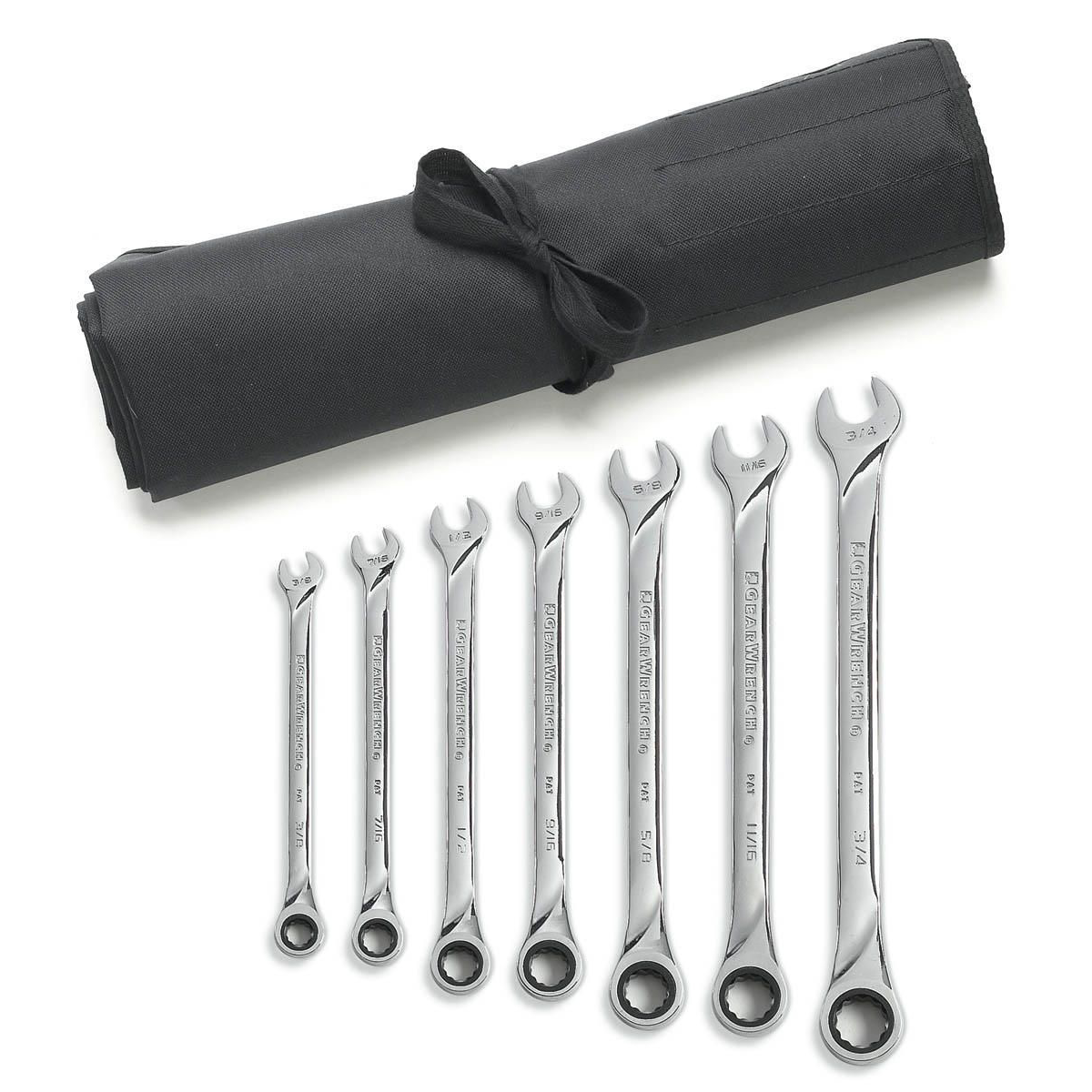 7 Pc. XL Combination Ratcheting Wrench Set SAE - Wrench Roll