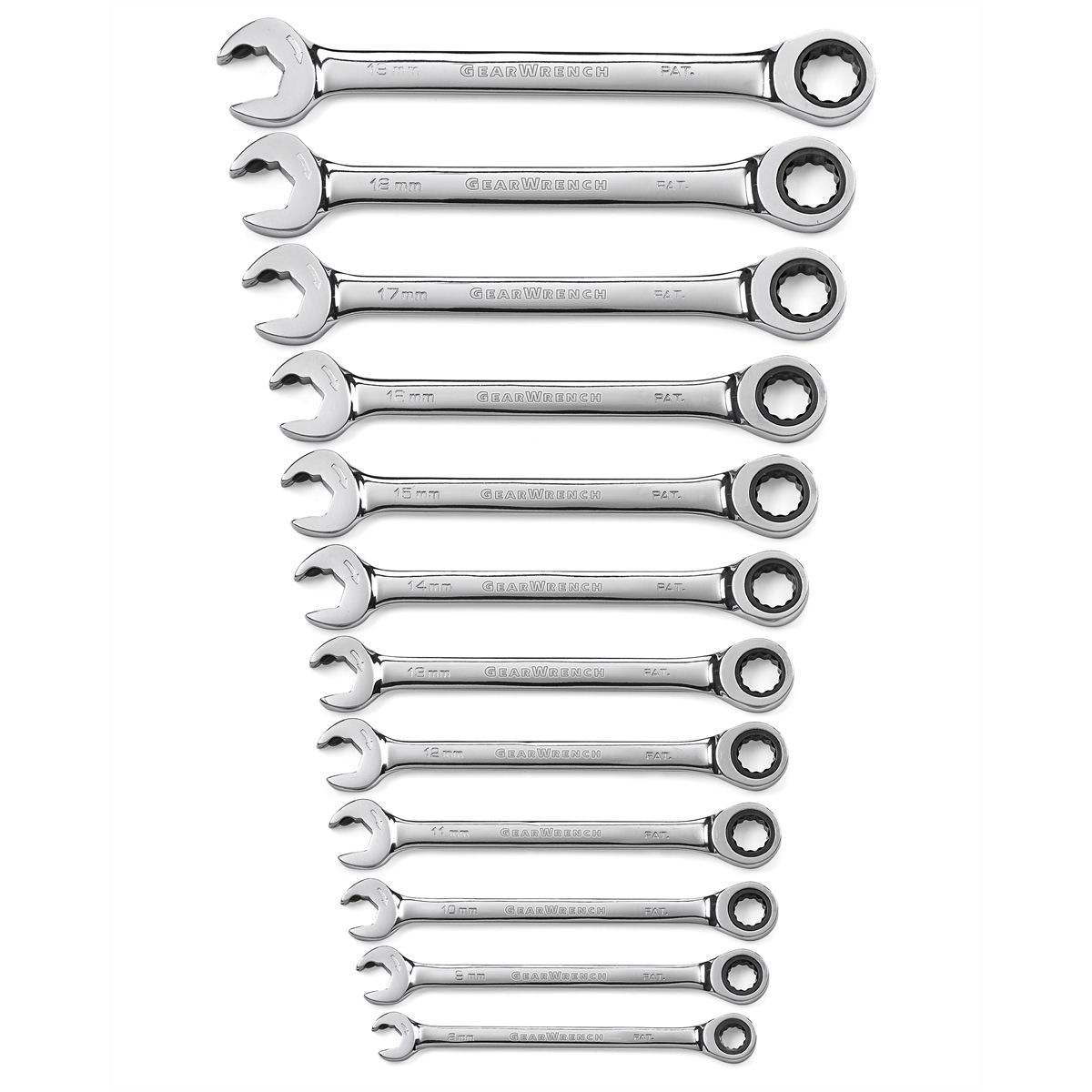 Metric Open End Ratcheting Set 9-19mm 12 Pc