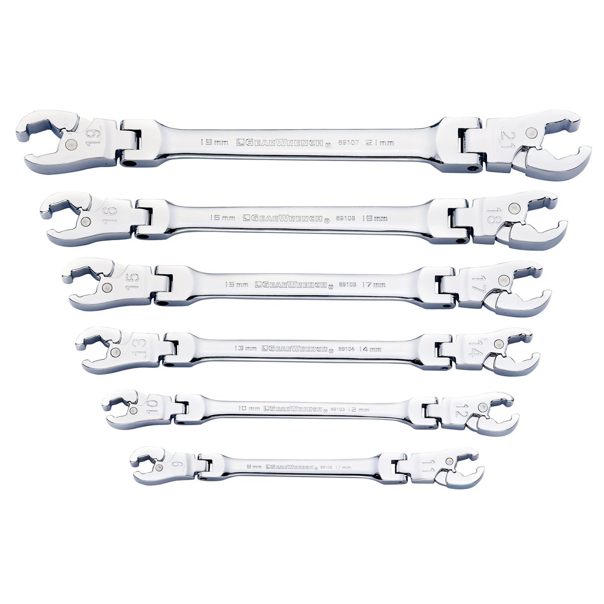 Metric Ratcheting Flex Flare Nut Wrench Set 6 Pc