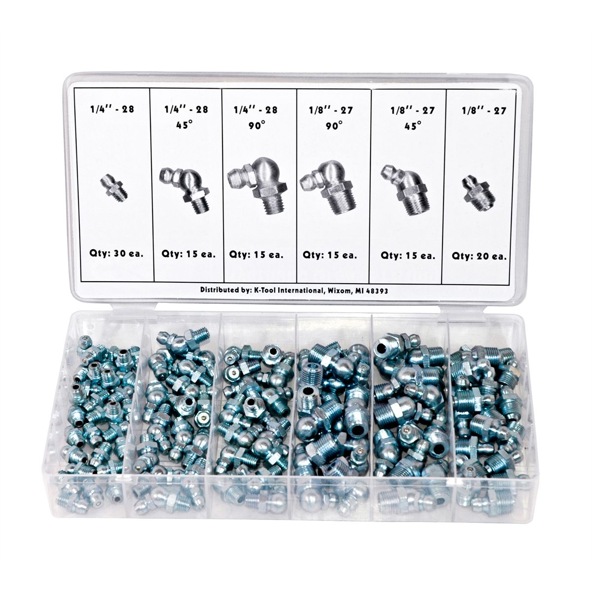 110 Piece Hydraulic Grease Fitting Assortment