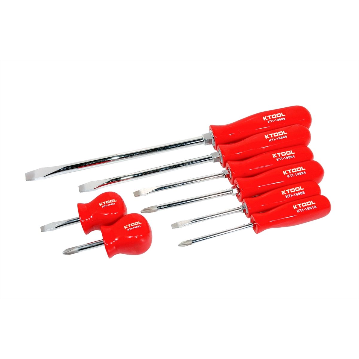 8 Piece Phillips and Slotted Screwdriver Set with Red Handles