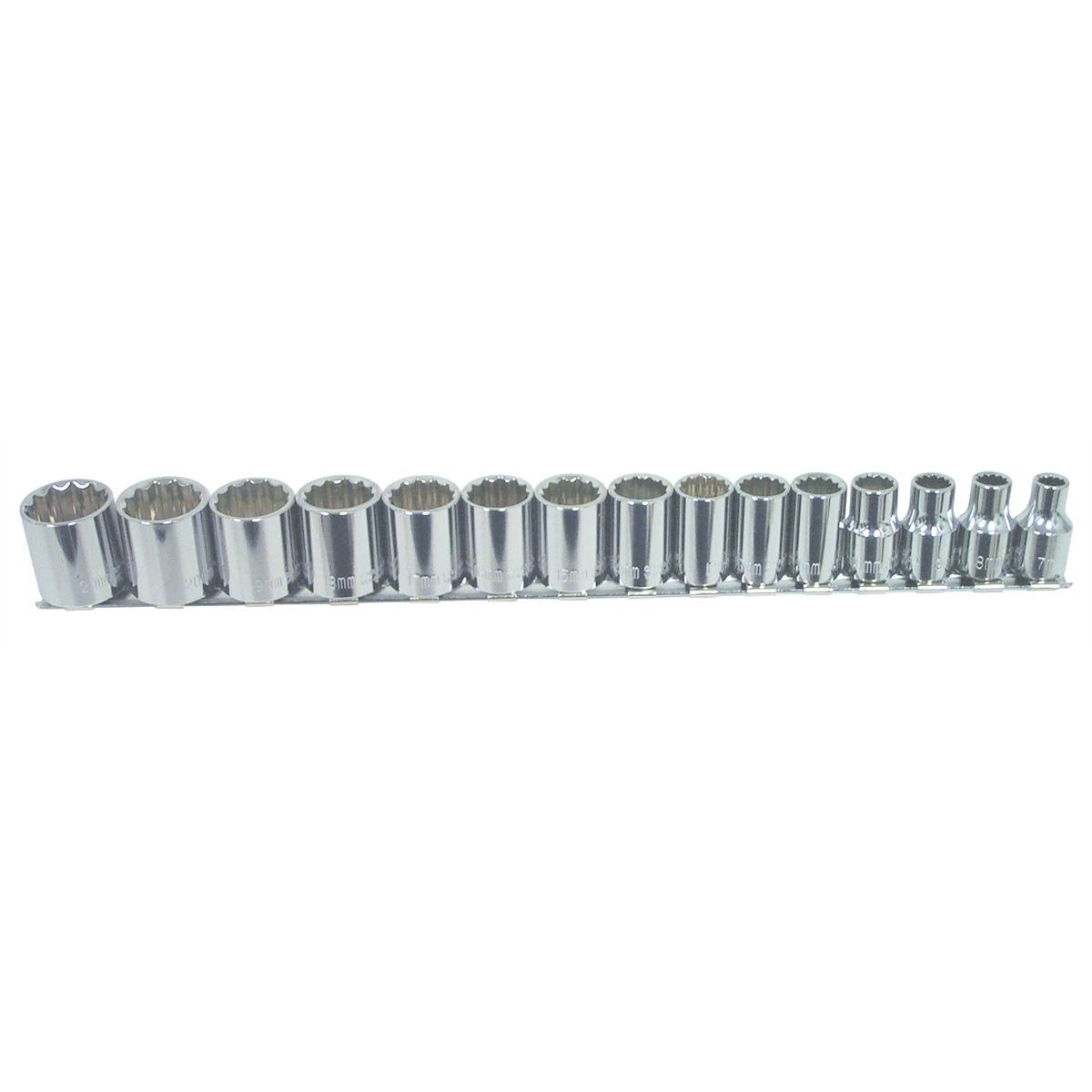 3/8 In Dr 12 Pt Shallow Metric Socket Set - 15-Pc