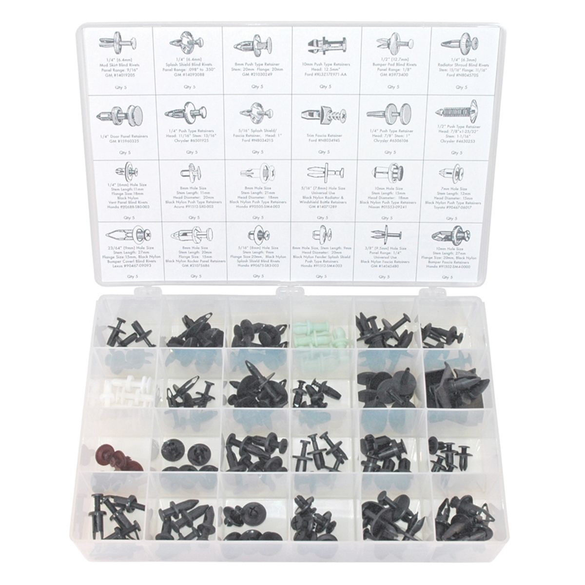 120 Piece Push Type Retainer Assortment