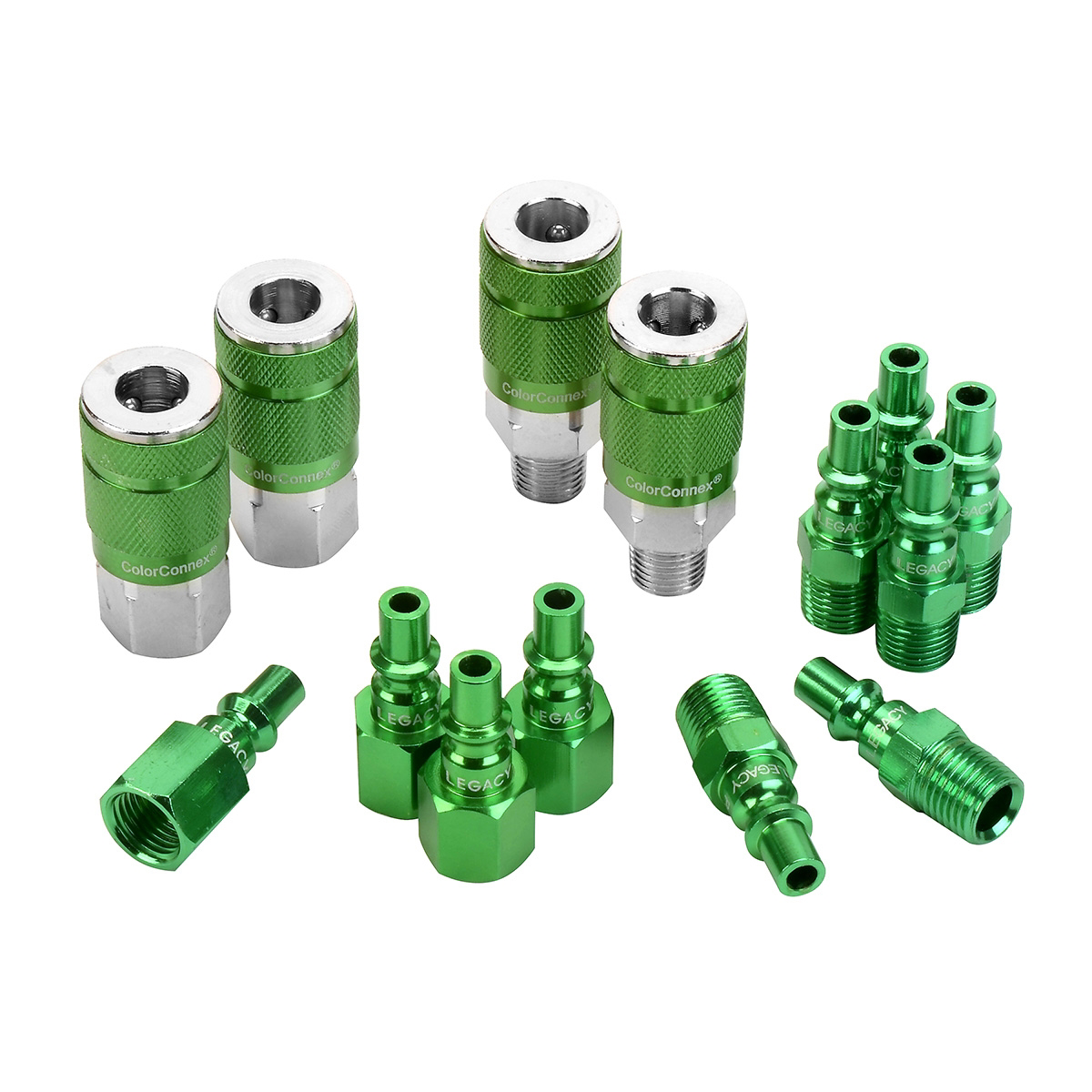 ColorConnex Type B 1/4" Body Coupler & Plug Kit Green 14 Pc
