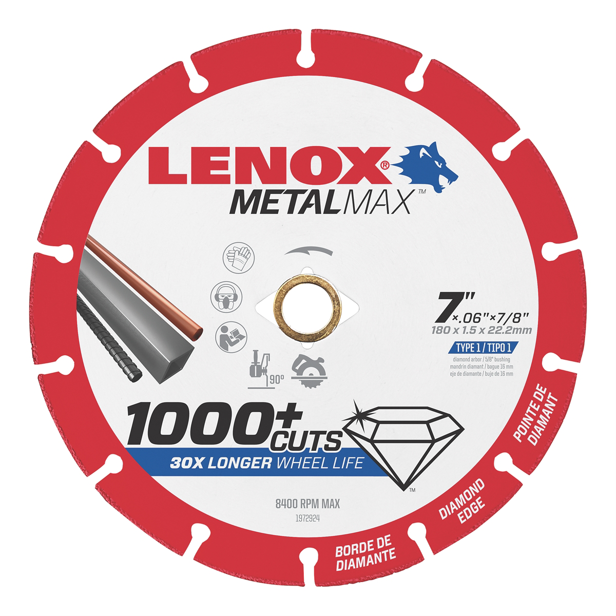 LENOX Metal Max DIAM CUTOFF WHEEL AG/CS 7" X 7/8"