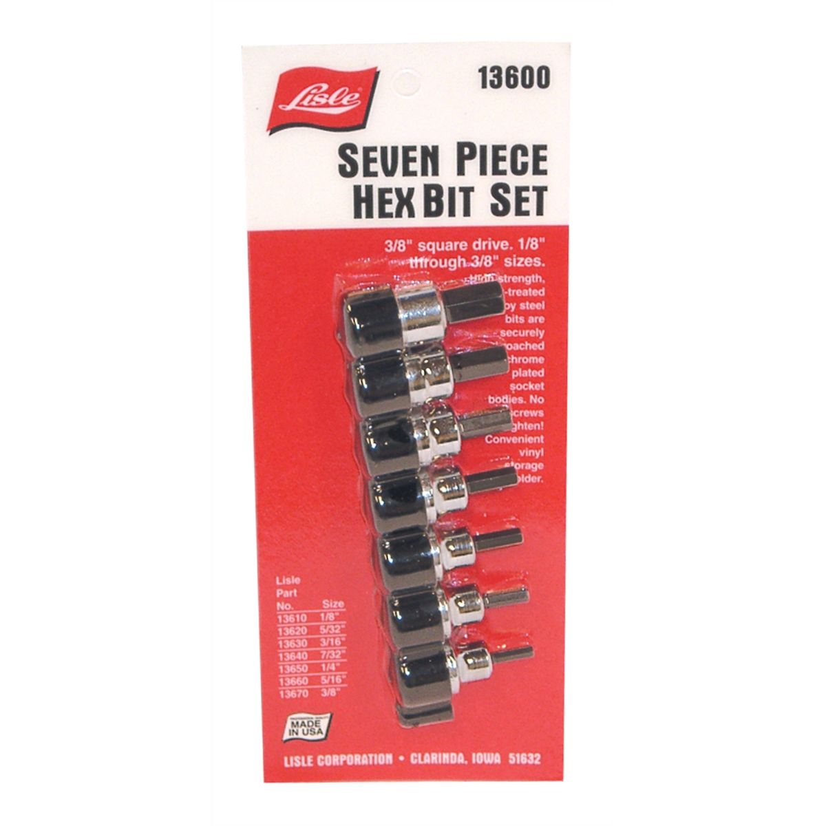 Hex Bit Set 3/8 In Square Drive - 7 Pc