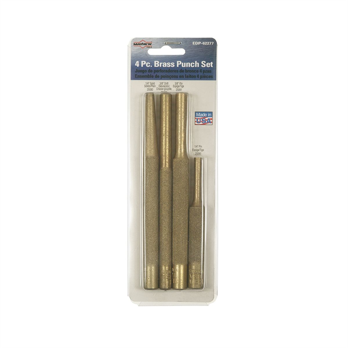 Brass Knurled Punch Kit - 4-Pc