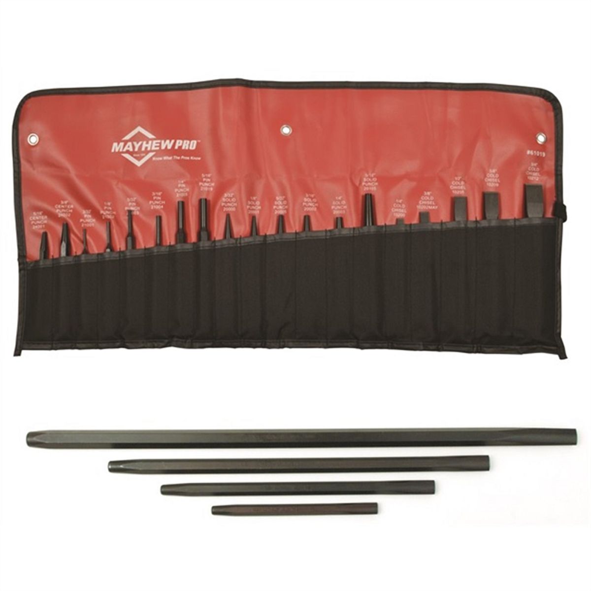 19PC PUNCH/CHISEL SET+FREE 4PC BEARING RACE PUNCH