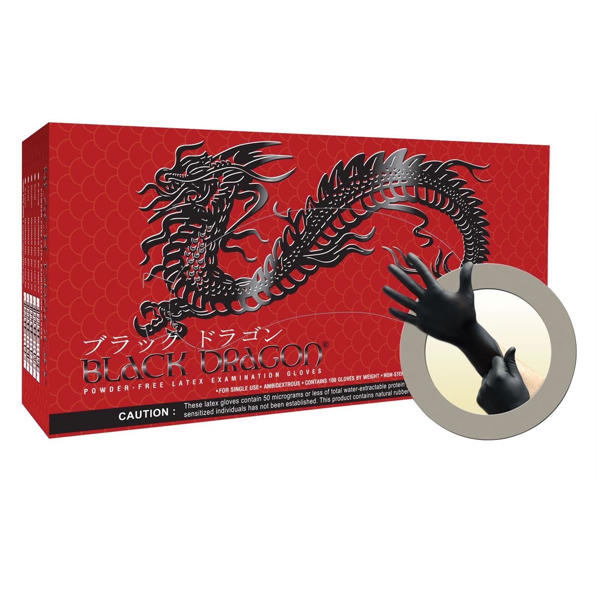 Black Dragon Powder Free Latex Gloves Large