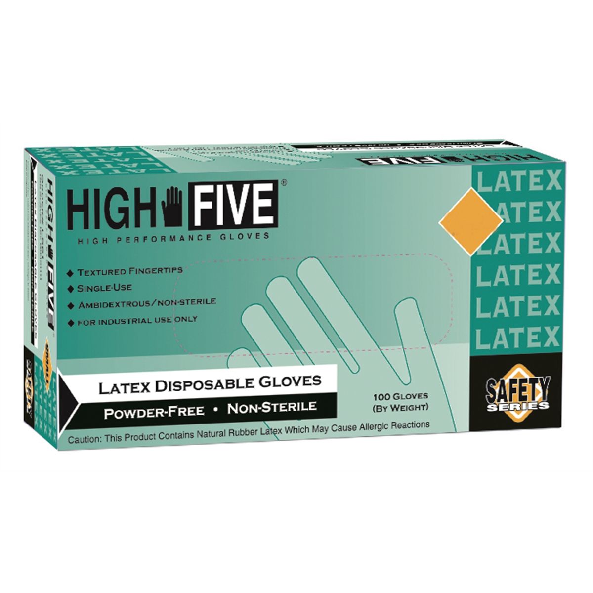 High Five Powder-Free Industrial Grade Latex Gloves - Large