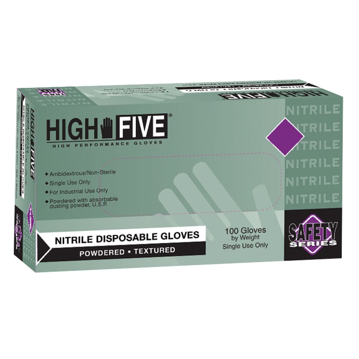 High-Five Lightly Powdered Industrial Grade Nitrile Gloves Small