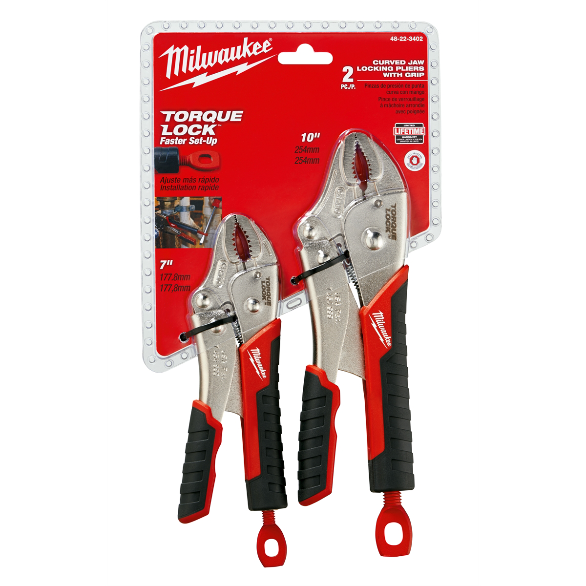 2PC Curved Jaw Locking Pliers w/ Durable Grip