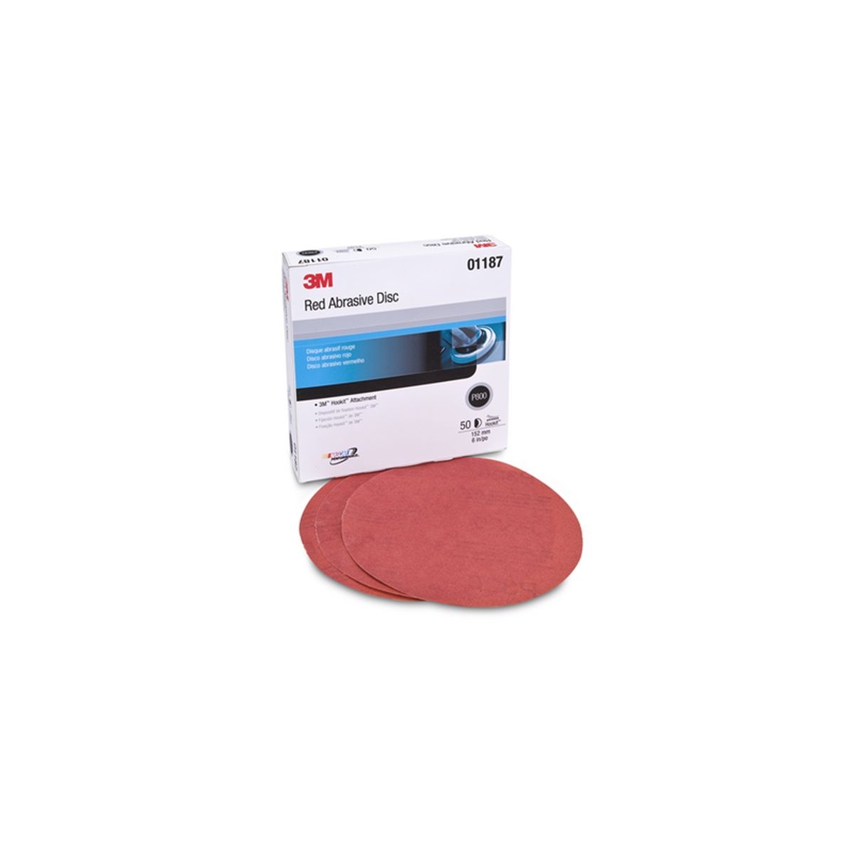 Red Abrasive Hookit Disc 316U, 6 Inch, P800 Grade 50/Box
