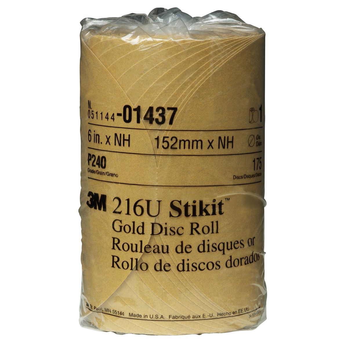 Stikit Gold Disc Roll, 6 Inch, P240A Grade 175/Roll
