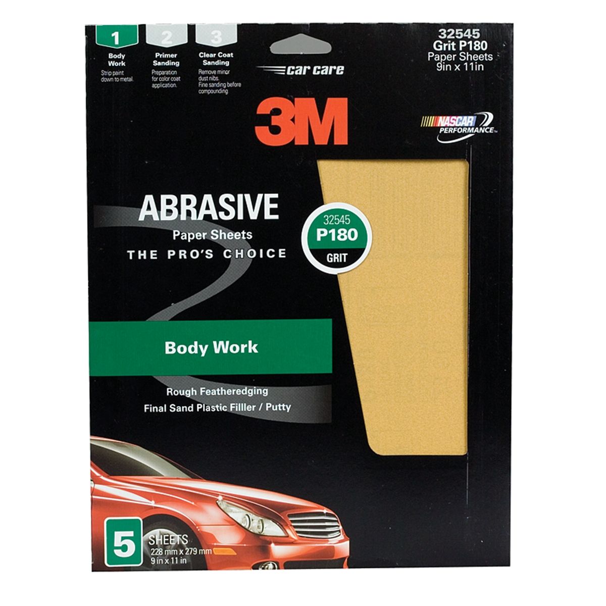 3M 32545 Production Resinite 9x11 Inch Gold Sheet P180 5/Pk