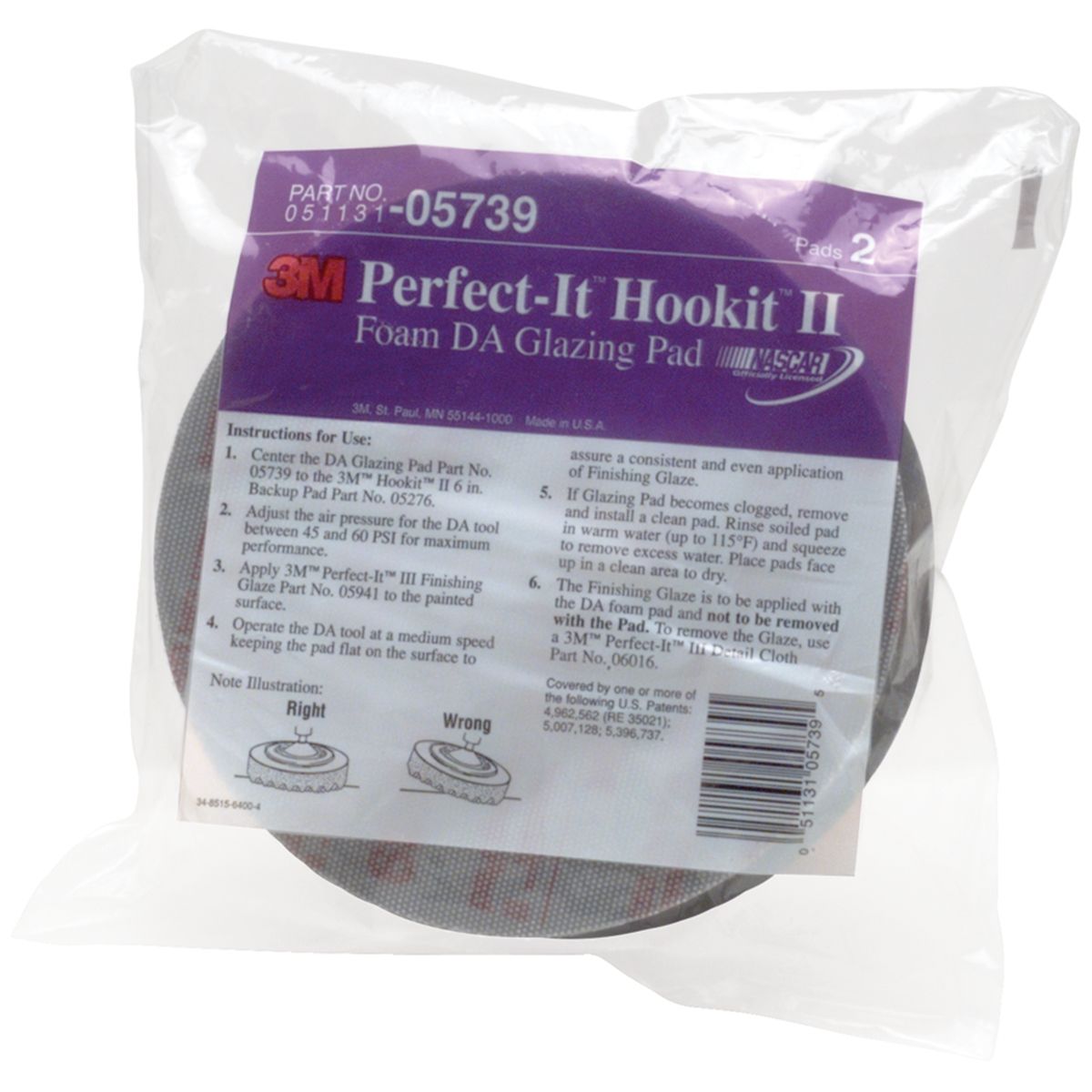 6 Inch Perfect-It Hookit II Foam DA Glazing Pad, 2/Bag