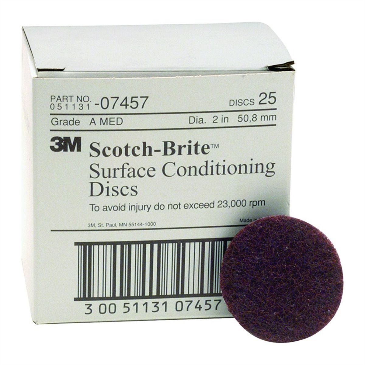 Scotch-Brite Surface Conditioning Disc, 2 Inch, Medium 25/Box