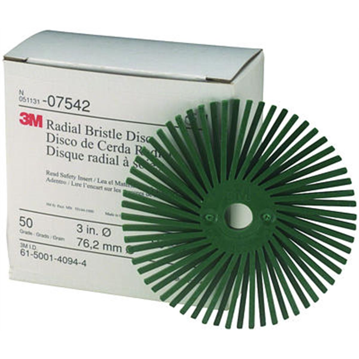 Radial Bristle Discs Green - 3 In - 50 Grade