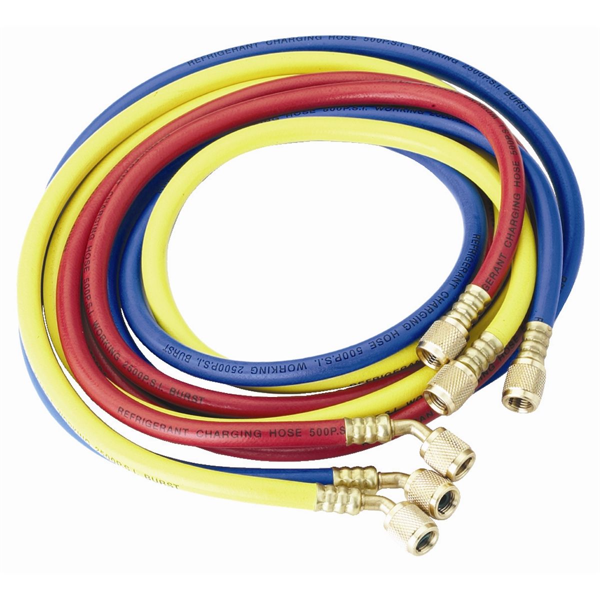Red, Yellow & Blue Charging Hose Set - 72 Inch 1/4 Inch Std
