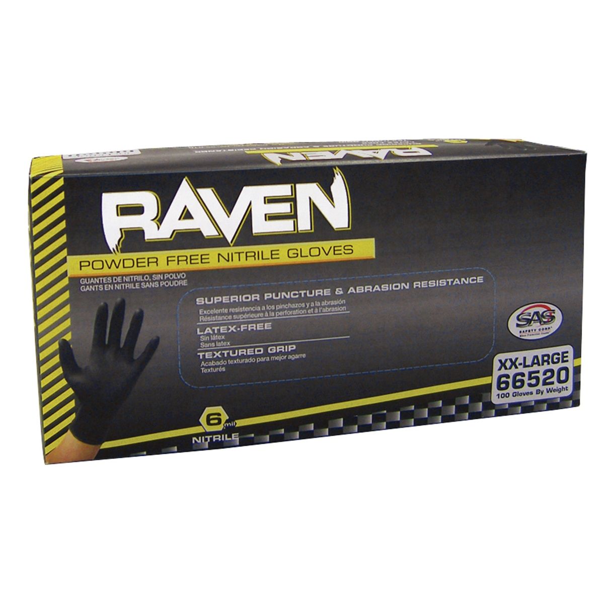 Raven Powder Free Nitrile Latex Free Gloves 50/Box X-Large