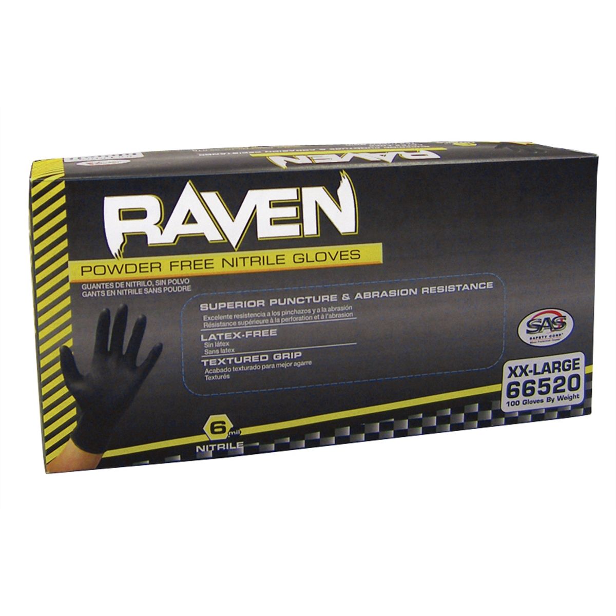 Raven Powder Free Black Nitrile Gloves - XX-Large