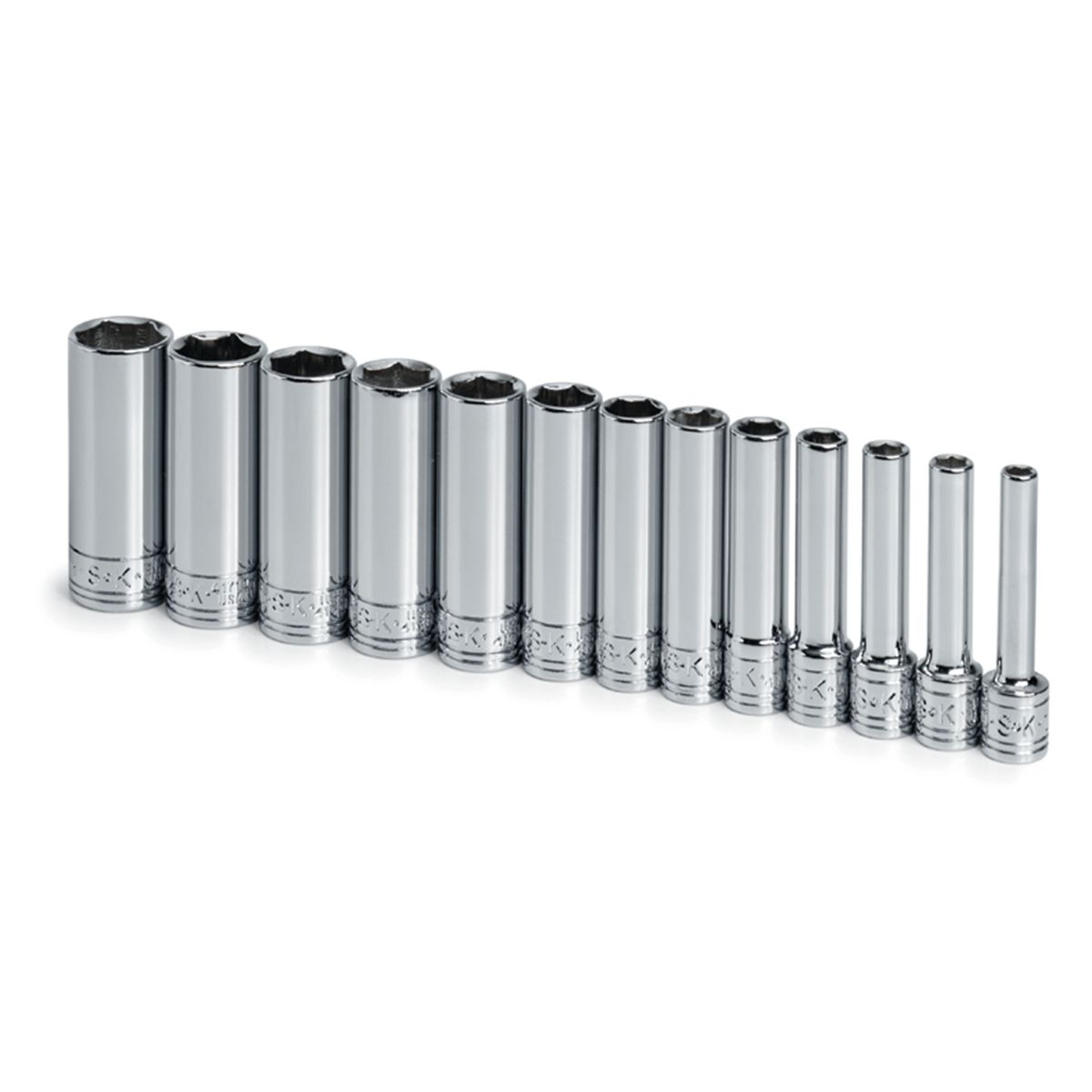 1/4 In Drive 6 Pt Deep Metric Socket Set - 13 Piece