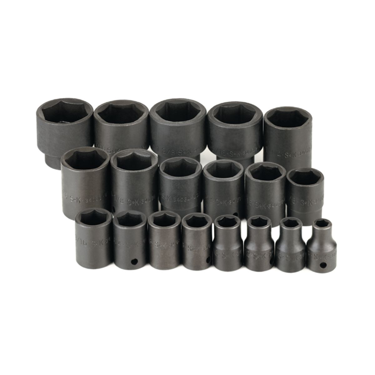 1/2 In Drive 6 Pt Standard Fractional Impact Socket Set - 19 Pie