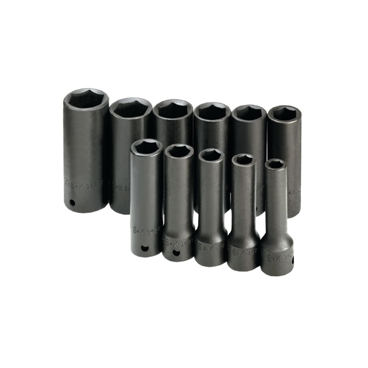 1/2 In Drive 6 Pt Deep Fractional Impact Socket Set - 11 Piece