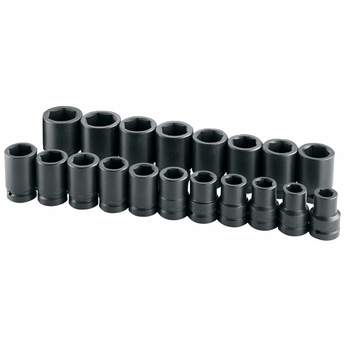 1 In Dr 6-Pt Deep SAE Impact Socket Set - 19-Pc