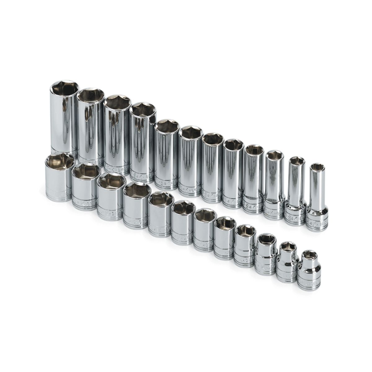 3/8 In Drive 6 Pt Metric Std, Deep, X-Deep Socket Set - 24 Pc