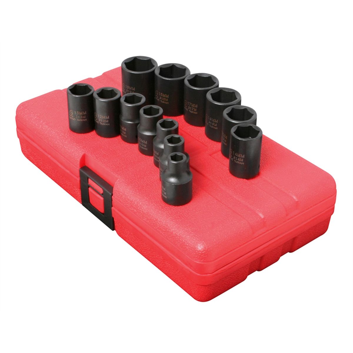 3/8 In Dr 6-Pt Std Metric Impact Socket Set - 13-Pc