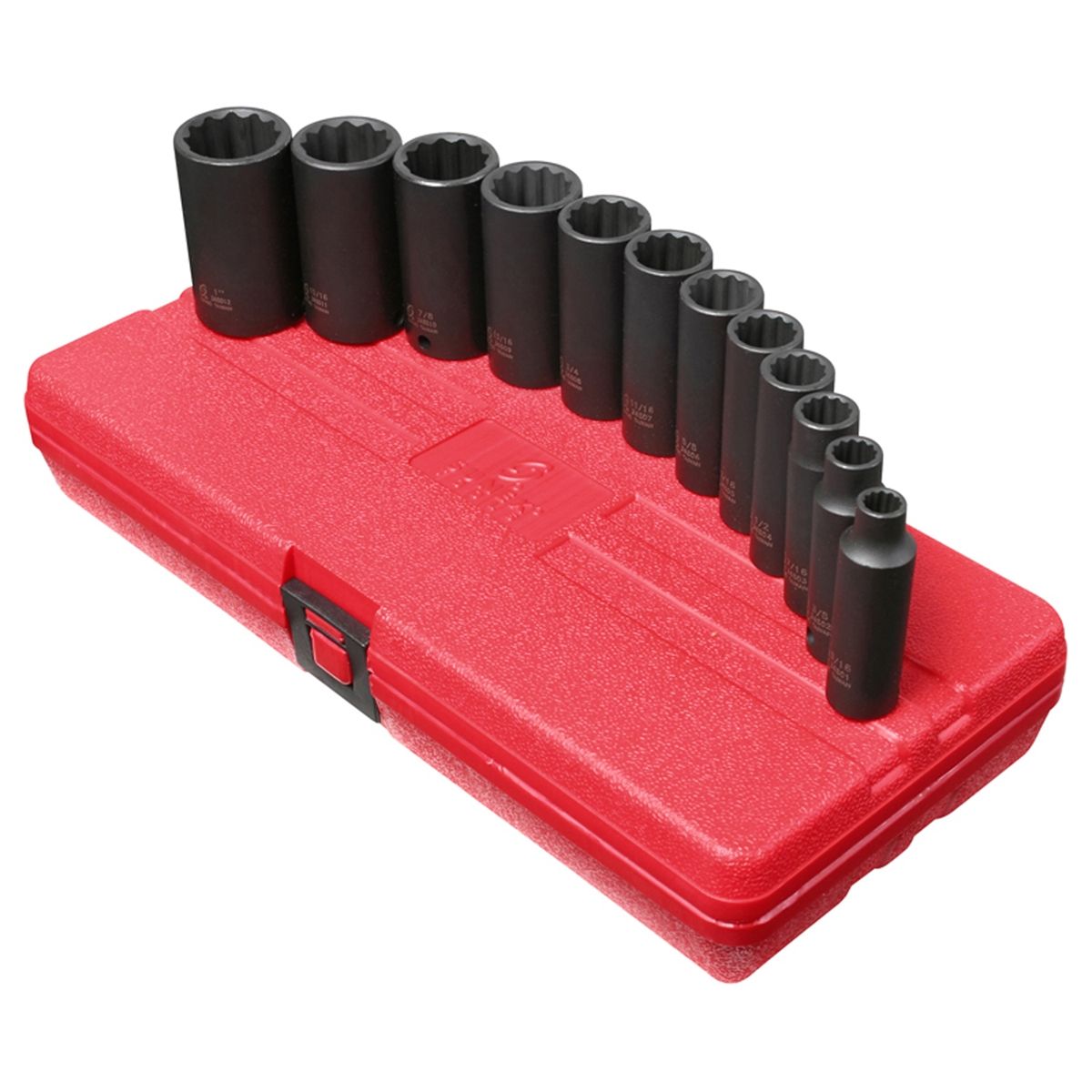 3/8 In Dr 12-Pt Deep SAE Impact Socket Set - 12-Pc