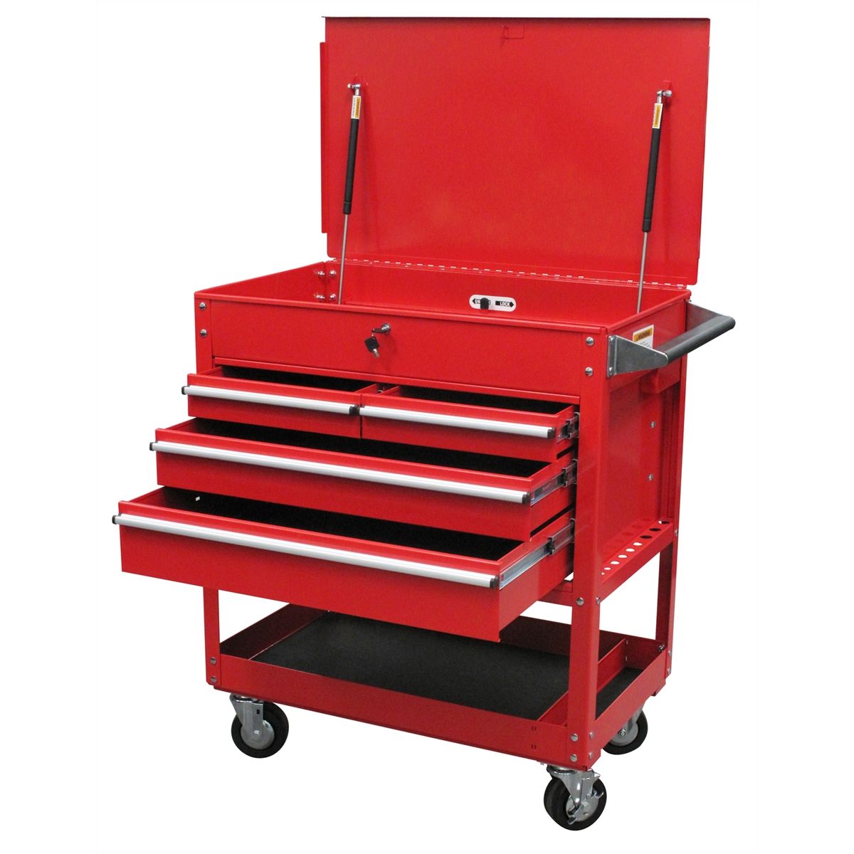 4 Drawer Locking Top Service Cart - Red