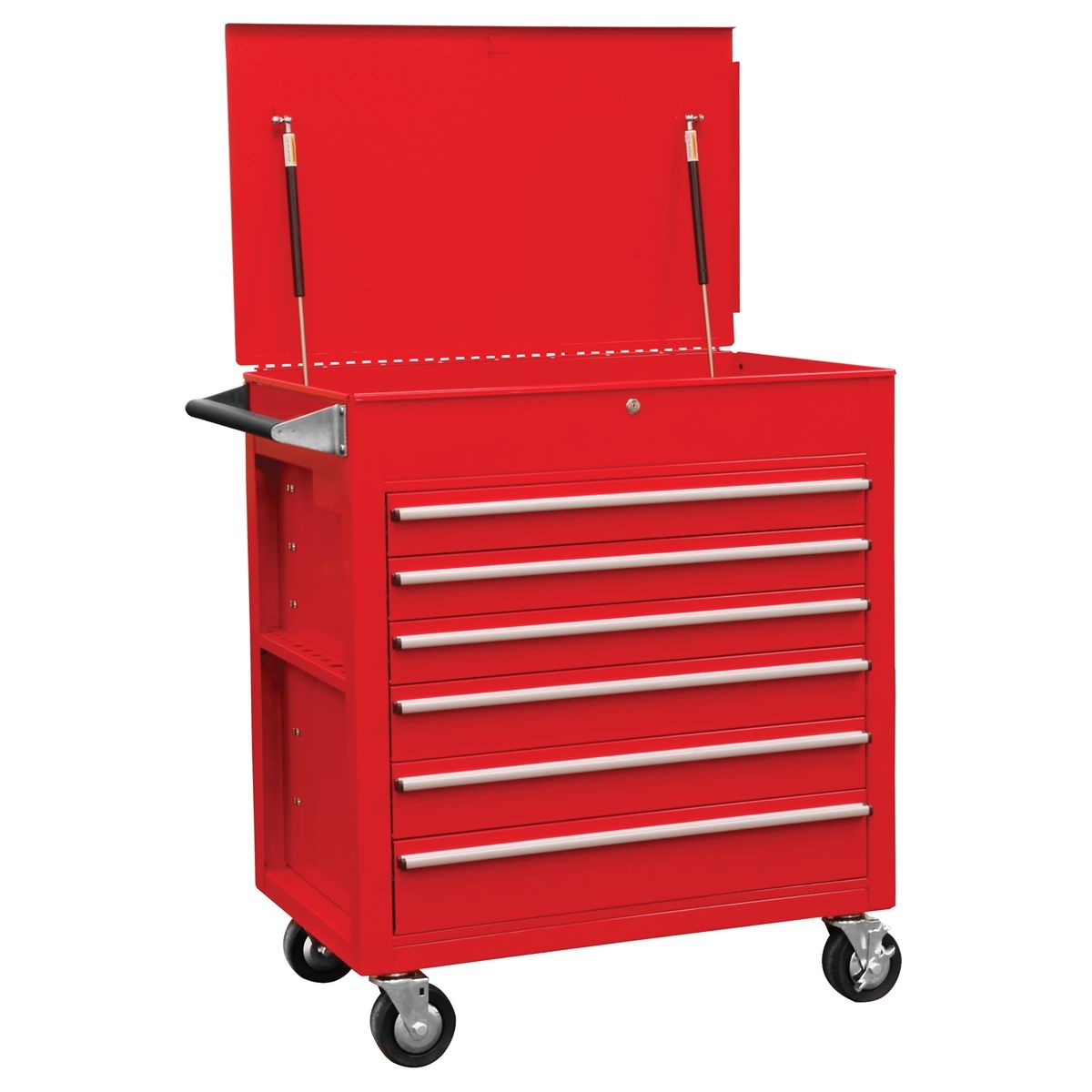 6 Drawer Full Drawer Professional Duty Cart - Red