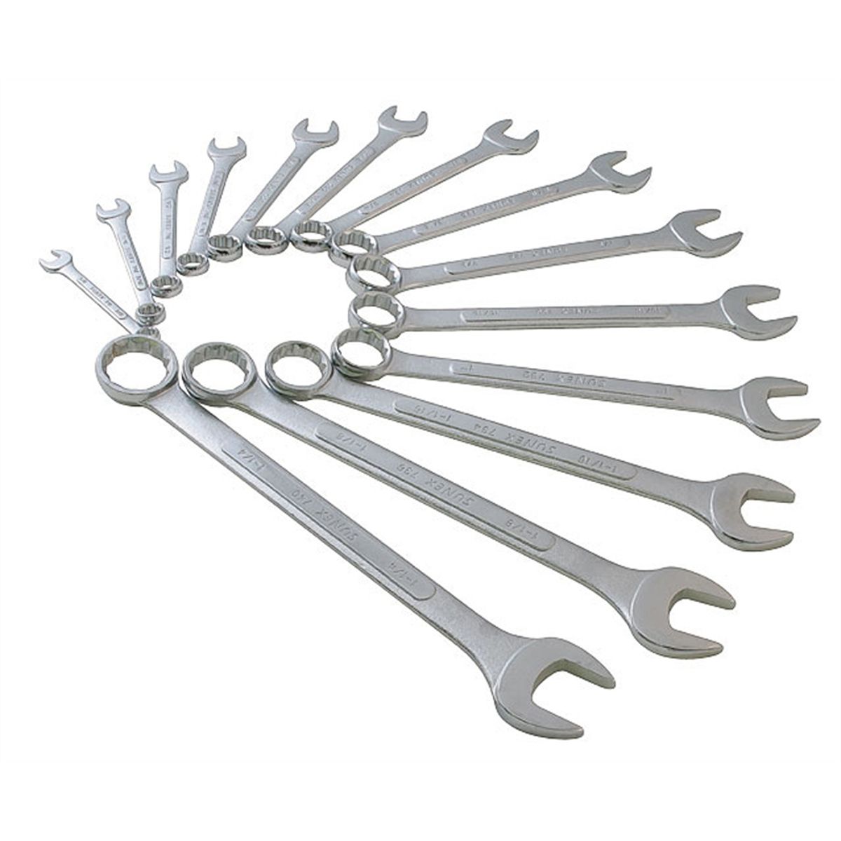 Raised Panel Fractional Combination Wrench Set - 14-Pc