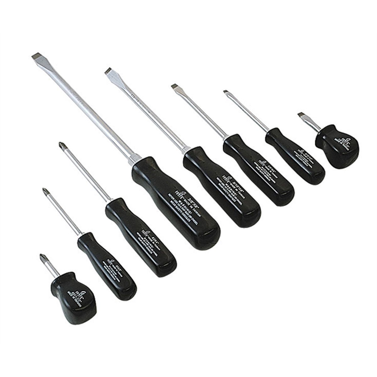 Screwdriver Set Flat Phillips Black - 8-Pc