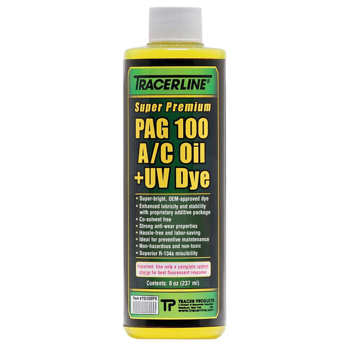 8 OZ BOTTLE PAG 100 A/C OIL W/DYE