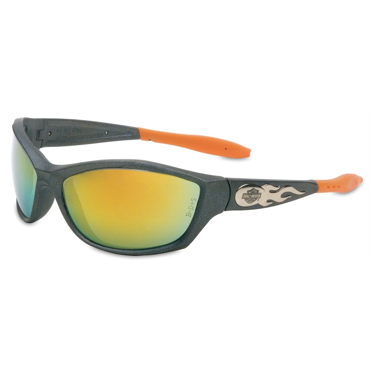 Harley Davidson Safety Glasses with Gunmetal Frame and Orange Mi