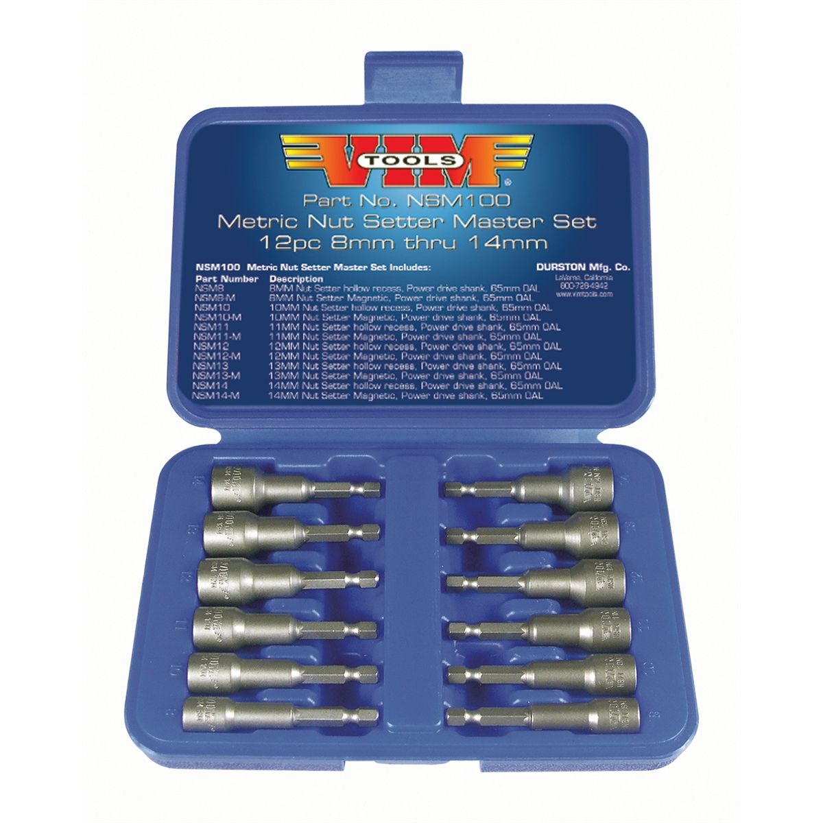 Metric Power Drive Nut Setter Set with Magnetic and Hollow Point