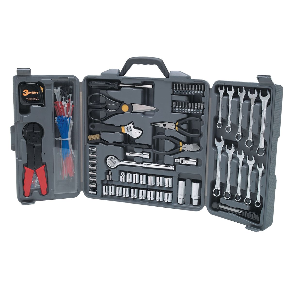 Tri Fold Tool Set w/ Cable Ties - 265-Pc