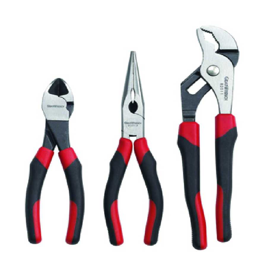 Mixed Pliers Set - Tongue and Groove, Diagonal Cutting, Long Nos