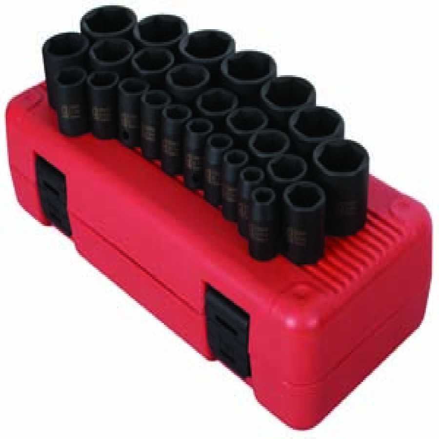 1/2 In Drive Metric Impact Socket Set - 26-Pc