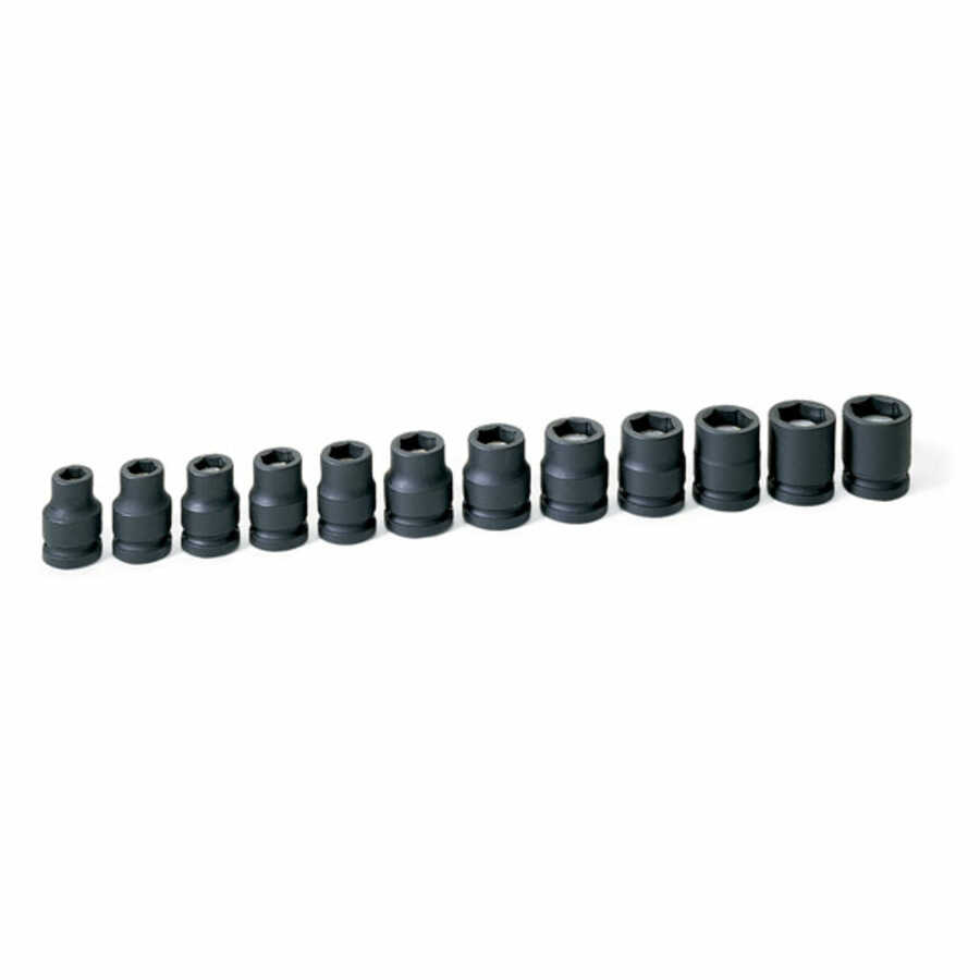 1/2 In Dr Std Metric Magnetic Impact Socket Set - 12-Pc