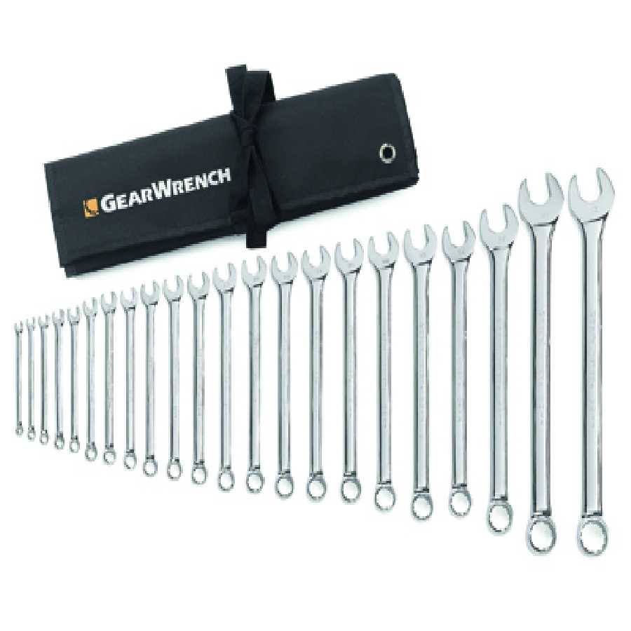 22 Pc. Long Pattern Combination Non-Ratcheting Wrench Set METRIC