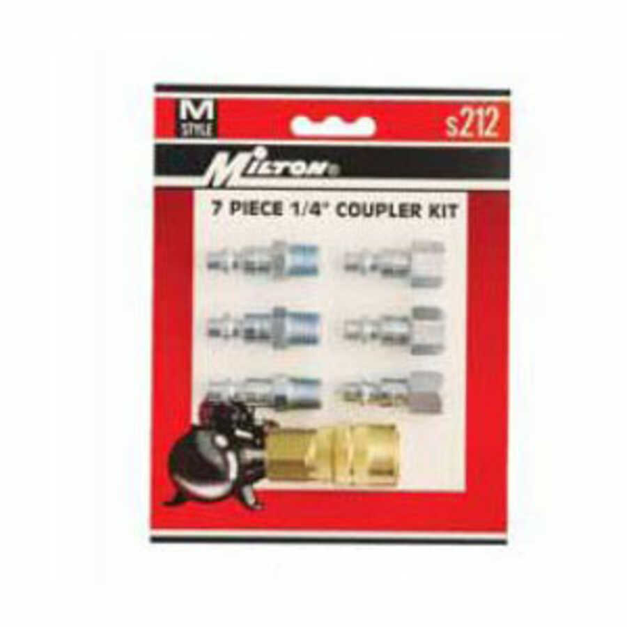 7 Piece 1/4" NPT M-Style Air Coupler and Plug Kit
