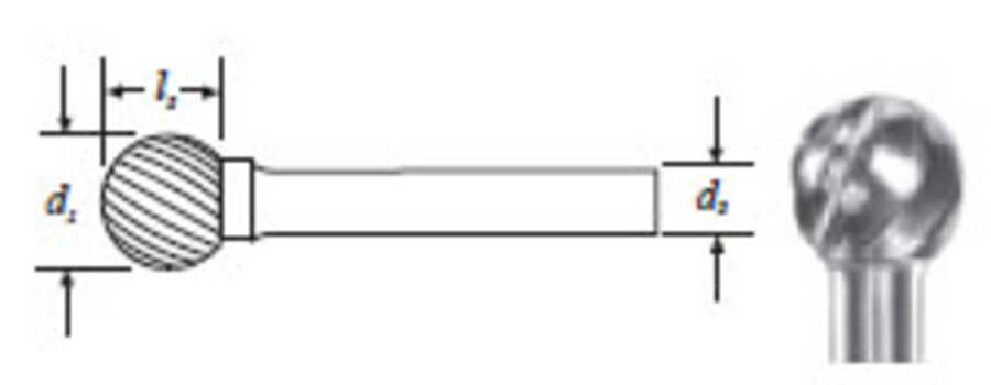 Carbide Ball Shape Bur (SD-1NF) Nonferrous Cut 1/4"